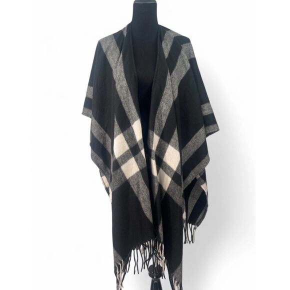 Women's Cashmere Blend Wrap Fringe Scarf Poncho Kimono One Size - Picture 3 of 7